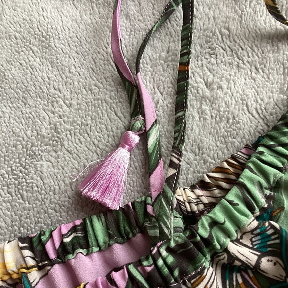 J. Crew Factory Island Floral Printed Tie Cold Shoulder Resort Top Blouse Sz 2 - Picture 7 of 13